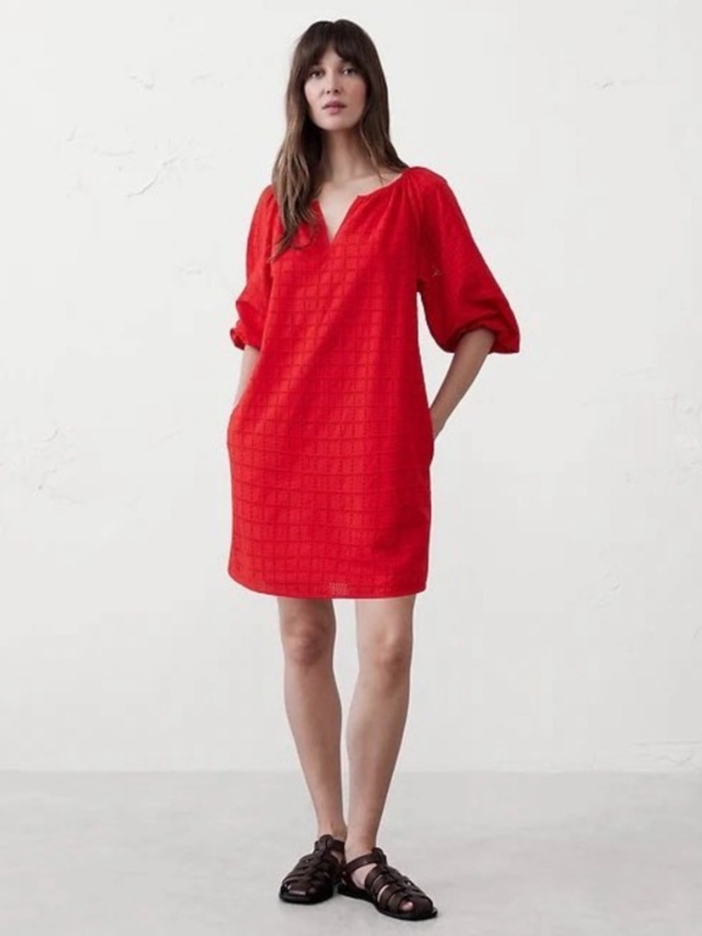 NWT Banana Republic Eyelet Puff-Sleeve Mini Dress